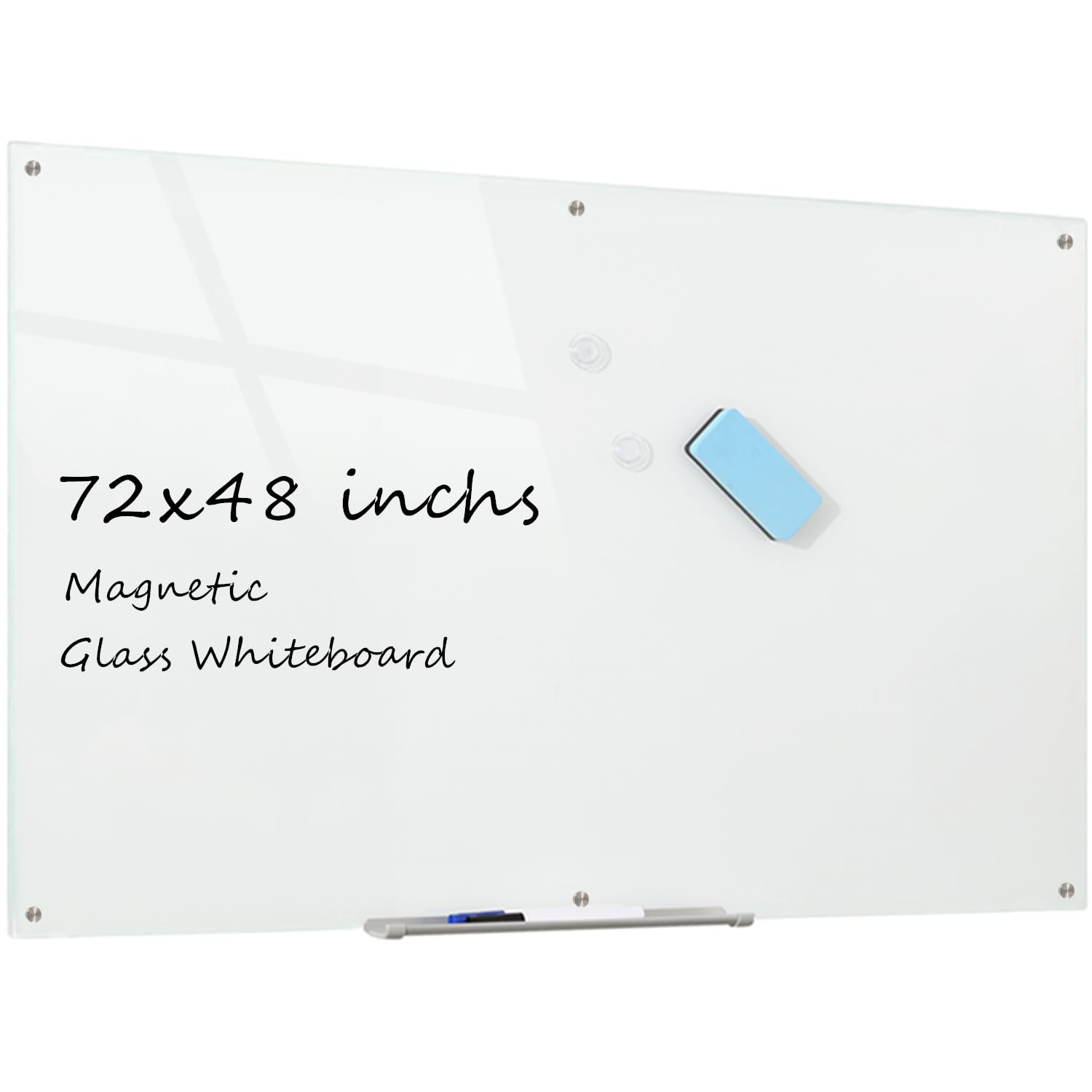 Photo 1 of ****UNKNOWN DAMAGES**** Glass Whiteboard Magnetic Dry Erase Board 6' x 4', Large Frameless Glass White Boards for Wall Office School Home.