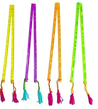 DMS Retail Multicolor Facncy Neon PVC Plastic Dandiya Sticks for Dance Garba Sticks for Navratri Celebration Large Size 14.4 Inches (Pack of 4 Pairs)