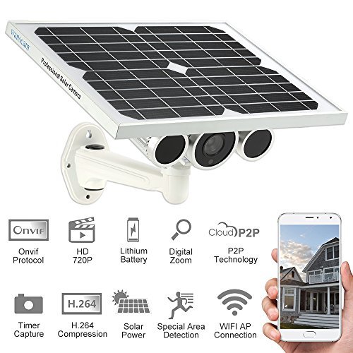 KKmoon HW0029 HD 720P Outdoor WiFi IP Security Camera, Solar Battery Powered Bullet Camera, Built-in 16GB TF Card,Up to 128GB TF Card Support