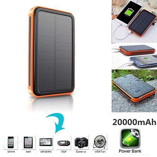 20000mAh Solar Battery Portable USB Charger Power Bank For iPhone,iPad,Samsung and More Smart Phone