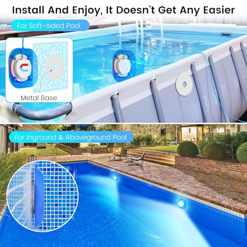 LyLmLe 20 W LED Lights for Pools, 12 V Smart LED Submersible Swimming Pool Lights with APP Control, Dimmable 800 lm, Timer, IP68 Waterproof Magnetic Piscinas Floodlight with 8 m Cable for Pools in Ground