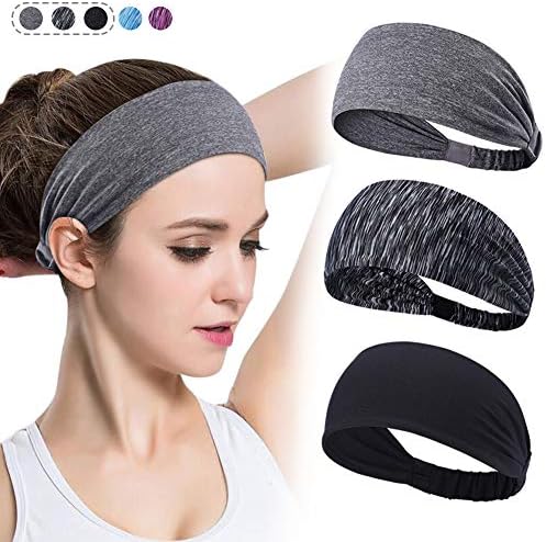 DAJU Women Yoga Headbands Moisture Wicking Running Fitness Sports Sweatband for Men Non Slip Elastic Wide Turban Knotted Cross Riding,Basketball,Running,Dancing,Pilates