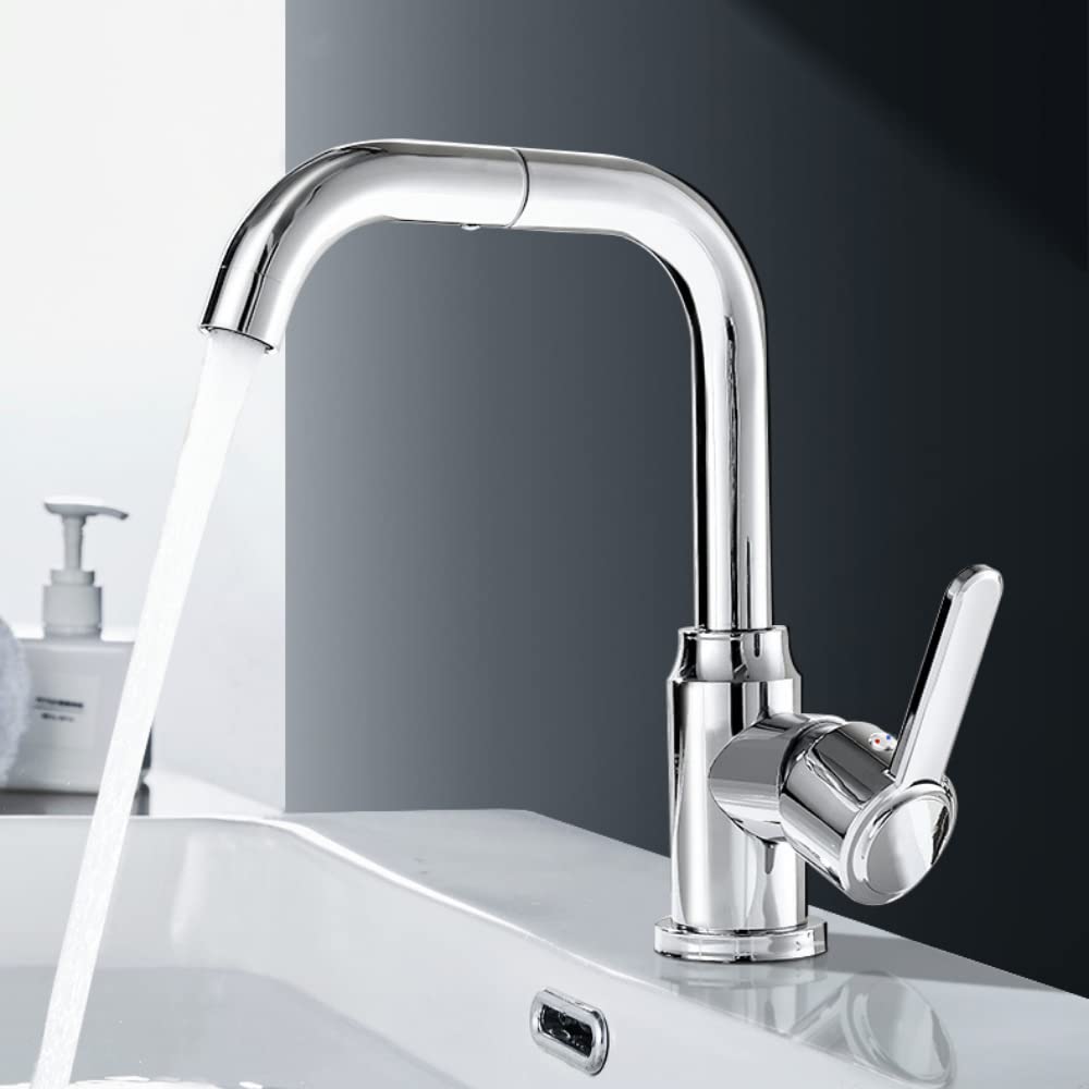 KOPYFANTAP Bathroom Tap, Chrome, 360° Rotatable Stainless Steel Sink Mixer Tap, Bathroom Tap, Single Lever Mixer Tap, Sink Mixer Tap for Bathroom/Kitchen (250 mm Height)