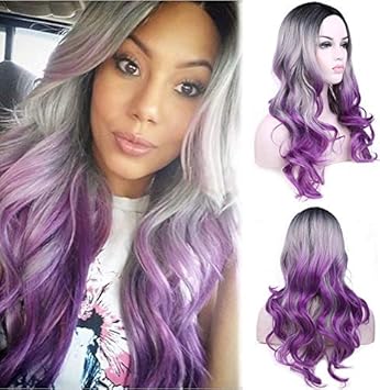 Grey and purple wig Outlet
