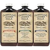Leather Milk Leather Restoration Kit. Leather Cleaner, Conditioner, and Water Protector - No. 1 - 3 Leather Care Kit - All Natural, Non-Toxic. 2 Sizes. Made in the USA. Includes 3 Restoration Pads!