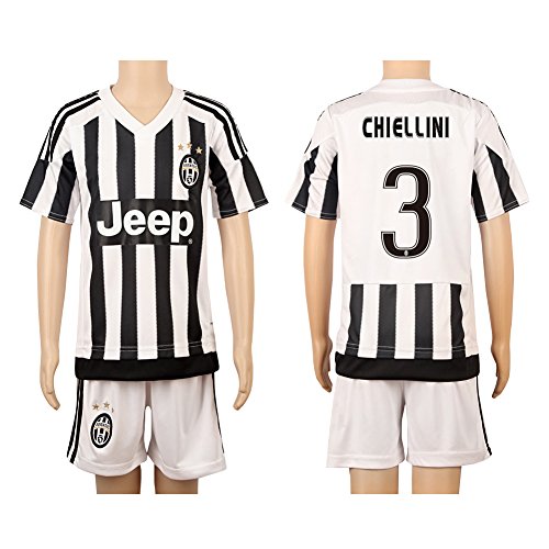 White & Black #3 Home Kids Youth Football Soccer Jersey Kit Set (2015/16)