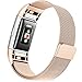 Maledan Compatible with Fitbit Charge 2 Bands, Stainless Steel Milanese Loop Metal Replacement Accessories Bracelet Strap with Unique Magnet Lock for Fitbit Charge 2 HR Royal Gold Small