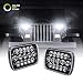 7x6 5x7 LED Headlights H6054 H5054 [Black Finish] [45W] [H4 Plug & Play] [Low/High Beam: 6/15 LEDs] - H6054LL 69822 6052 6053 Head Light for Jeep Wrangler YJ Cherokee XJ primary