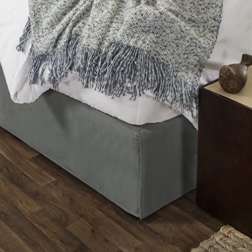 Tailored Velvet Bed Skirt with Split Corner 21 inch Drop Full , Grey