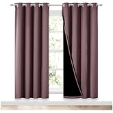 NICETOWN 100% Blackout Window Curtain Panels, Full Light Blocking Drapes with Black Liner for Nursery, 72-inch Drop Thermal I