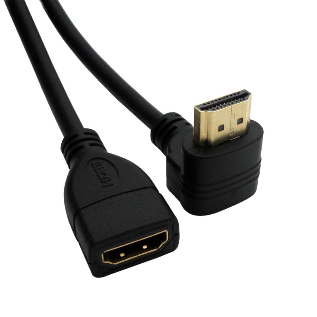 CY Up Angled 90 Degree HDMI 1.4 with Ethernet & 3D Type A Male to A Female Extension Cable 0.5m