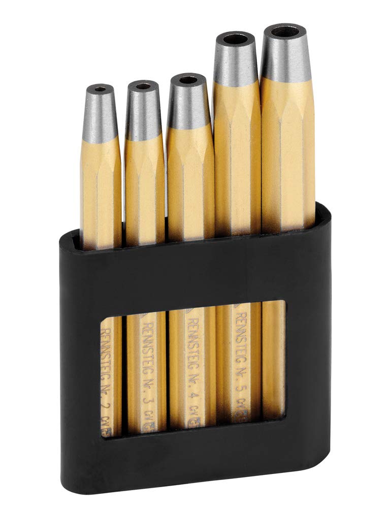Rennsteig R445 100 0 Octagonal Rivet Setter Set, 0 V, Gold/Silver