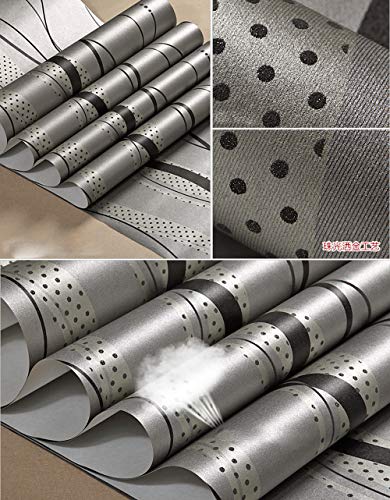 QIHANG High-Grade Non-Woven Flocking Simple Curve Style Wallpaper Roll Black&Gray Color - Thumbnail 4