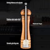 BINHAI 8 Inch Wooden Pepper Mill Set Salt Pepper Grinder Kit with Ceramic view 7