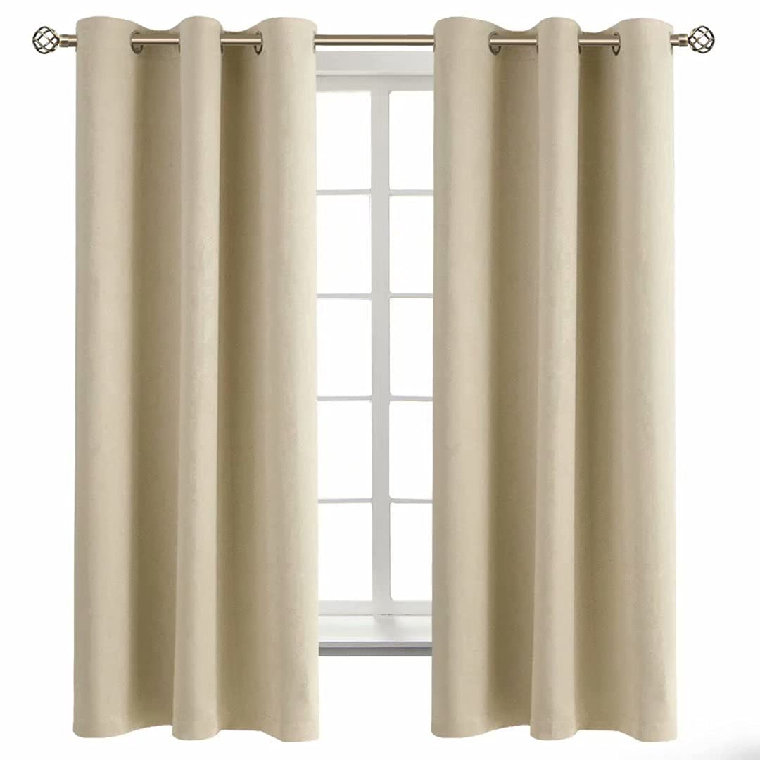 Photo 1 of BGment Beige Room Darkening Curtains 63 Inches Long 2 Panels Set, Sunlight Blocking Thermal Insulated Grommet Window Treatment Drapes for Bedroom, Each Panel 42 x 63 Inch