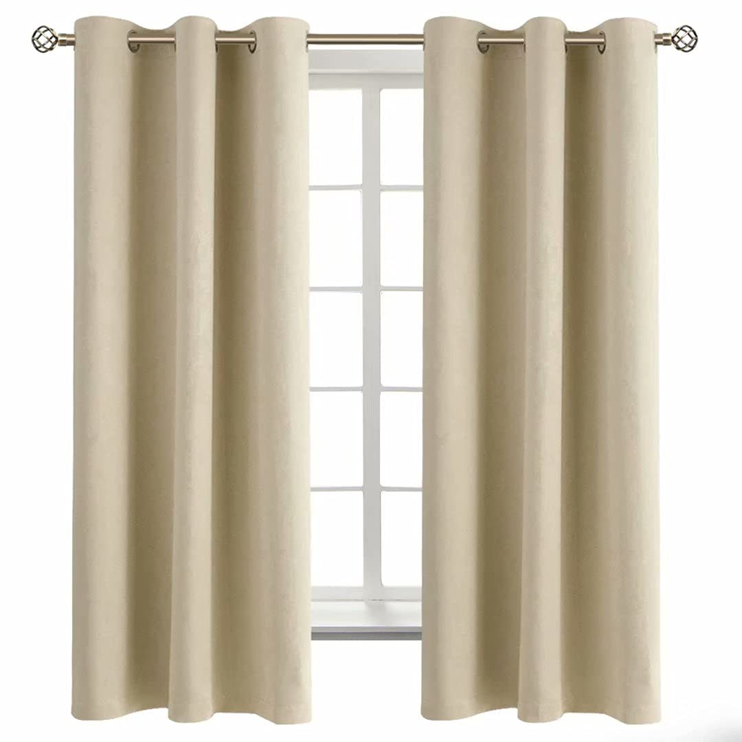 BGment Beige Room Darkening Curtains 63 Inches Long