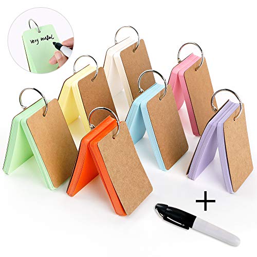 350 Pieces 3.5 x 2.2 Inches Multicolor Kraft Paper Binder Ring Easy Flip Flash Card/Study Cards/Memo Scratch Pads/Bookmark/Note Card/Index Card Stock/DIY Greeting Card(50 Sheets per Set) - Thumbnail 7