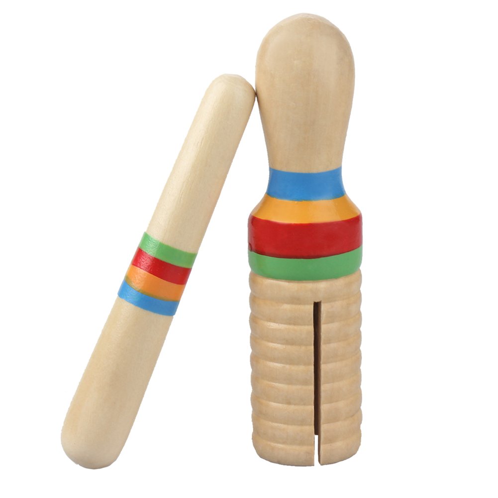 Wooden Guiro, Guiro Crow Sounder Toy Percussion Musical Instrument for Kids Children