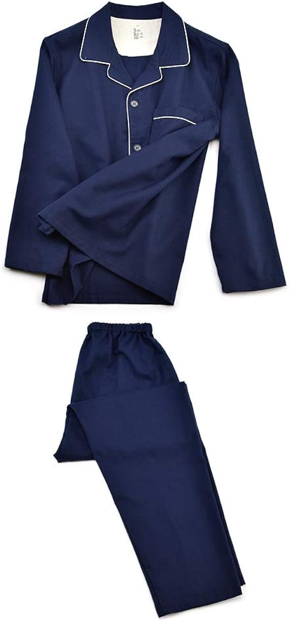 Amazon Co Jp 新しい無印良品ホームウェア洗浄綿のパジャマフランネル厚い秋と冬の男性と女性のカップルのパジャマ 紺 L 服 ファッション小物