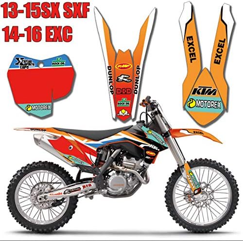 3M Customized Motorcycle Bike Team Graphics Stickers Background Decals for KTM 125 200 250 300 450 500 EXC XCW XCF XCFW EXCF 2014 2015 2016 (TZ-KTM-SX35-12)