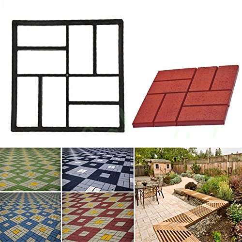 LUVODI Walking Path Maker Mold Reusable Plastic DIY Paving Concrete Cement Stepping Stone Brick Walkway Pathmate Pavement for Garden Lawn Patio (1717 inch)
