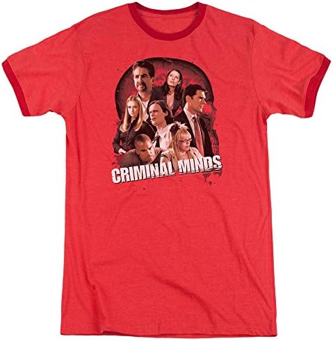 Criminal Minds Brain Trust Mens Adult Heather Ringer Shirt Red 3X