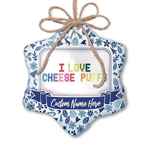 NEONBLOND Custom Tree Ornament I Love Cheese Puffs,Colorful with Your Name