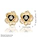 Scheppend 18k White Gold Plated Flower Shaped with Black or yellow Color Earring Stud