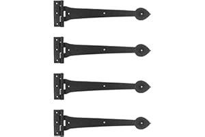 RENOVATORS SUPPLY MANUFACTURING Renovators Supply Cast Iron Spade Tip Hinges - Wood Gate Hinges - Heavy Duty Strap Hinges - Barn Door Hinges Outdoor - Shed Door Hinges - Gate Hinges for Fence with Hardware - 15 in., Pack of 4