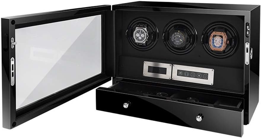 YIQIFEI Uhrenbox Uhrenbeweger mit Aufbewahrungsschublade, LED