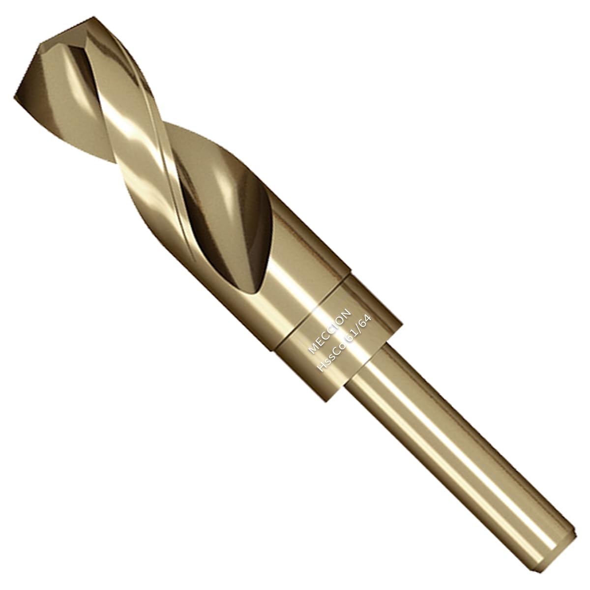 Photo 1 of Meccion Cobalt Drill Bit 61/64 Inch High Speed Steel M35 Reduced Shank Twist Drill Bit for Metal, Cast Iron, Stainless Steel, Alloy, Non-Ferrous Etc.