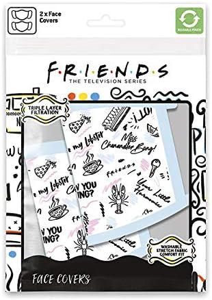 Pyramid International Friends (Phrases) Face Covering, White, One Size, 1 count (Pack of 2) - Image 3