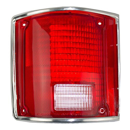 Drivers Taillight Lens with Chrome Trim Replacement for Chevrolet GMC Pickup Truck SUV 5968329