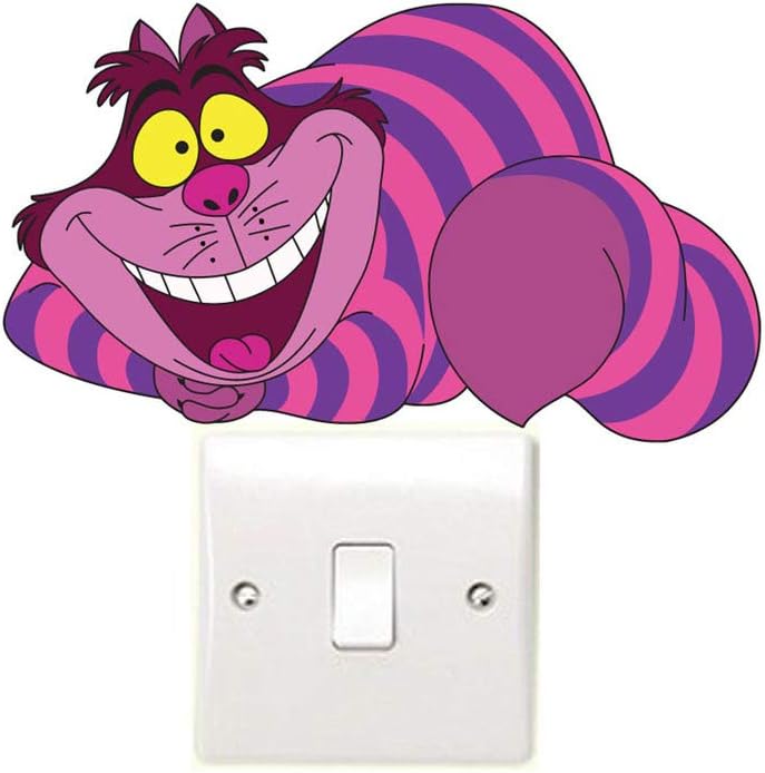 Cheshire Cat Light Switch Wall Sticker Children's Movie Bedroom Perfect for Any Themed Room