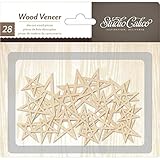 American Crafts Printshop Laser-Cut Wood Veneer Shapes, Stars, 28-Pack