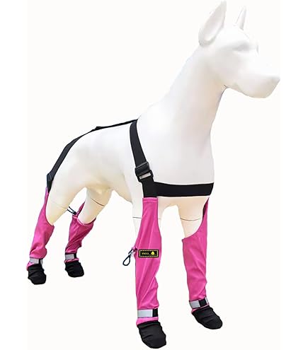 Dog Suspender Boots Tall Dog Boots Anti-Slip Fall Waterproof Dog Shoes Leggings Adjustable Dogs Winter Snow Rain Hiking Paws Protector