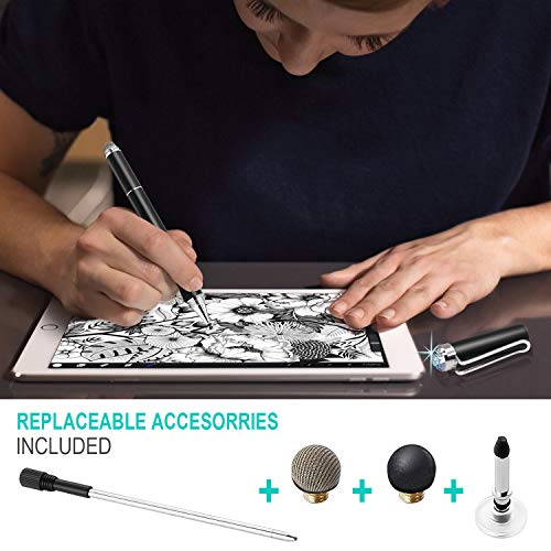 Diamond Stylus Pen, 4-in-1 Universal Touch Screen Stylus Multifunction Writing Instruments Penyeah P2 - Black