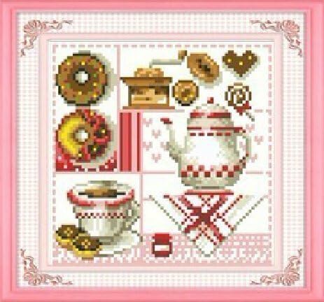 Qihu’s DIY 5d Crystal Stone Counted Diamond Painting Kits Pasted Painting Unfinished By Number Kits Gift, Doughnut and Coffee Picture