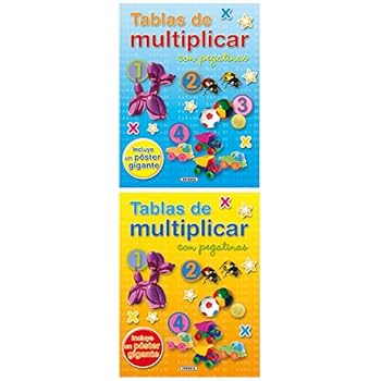 Tablas de multiplicar con pegatinas (2 títulos) (Operaciones con pegatinas)