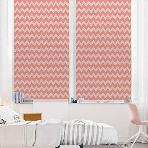 Peach 3d No Glue Static Decorative Privacy Window Films Zigzag