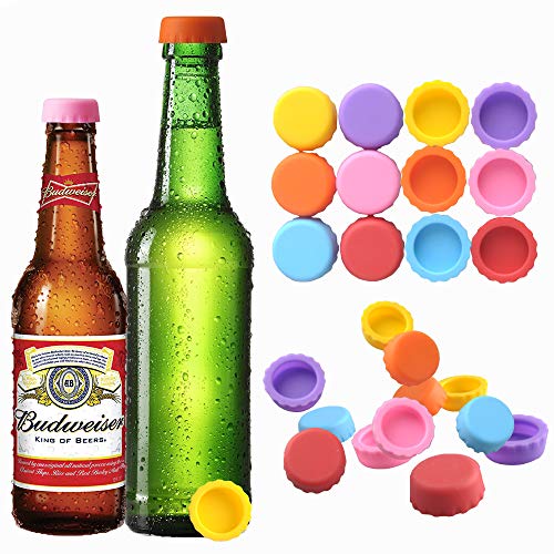 Beer Silicone Rubber Bottle Caps Saver (24 Pack Multicolored) Joso