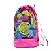 EocuSun Large Mesh Beach Bag Tote Durable Sand Away Drawstring Beach Backpack Swim and Pool Toys Balls Storage Bags Packs, Stay Away From Sand and Water, Toy Not Included, Hot Pink