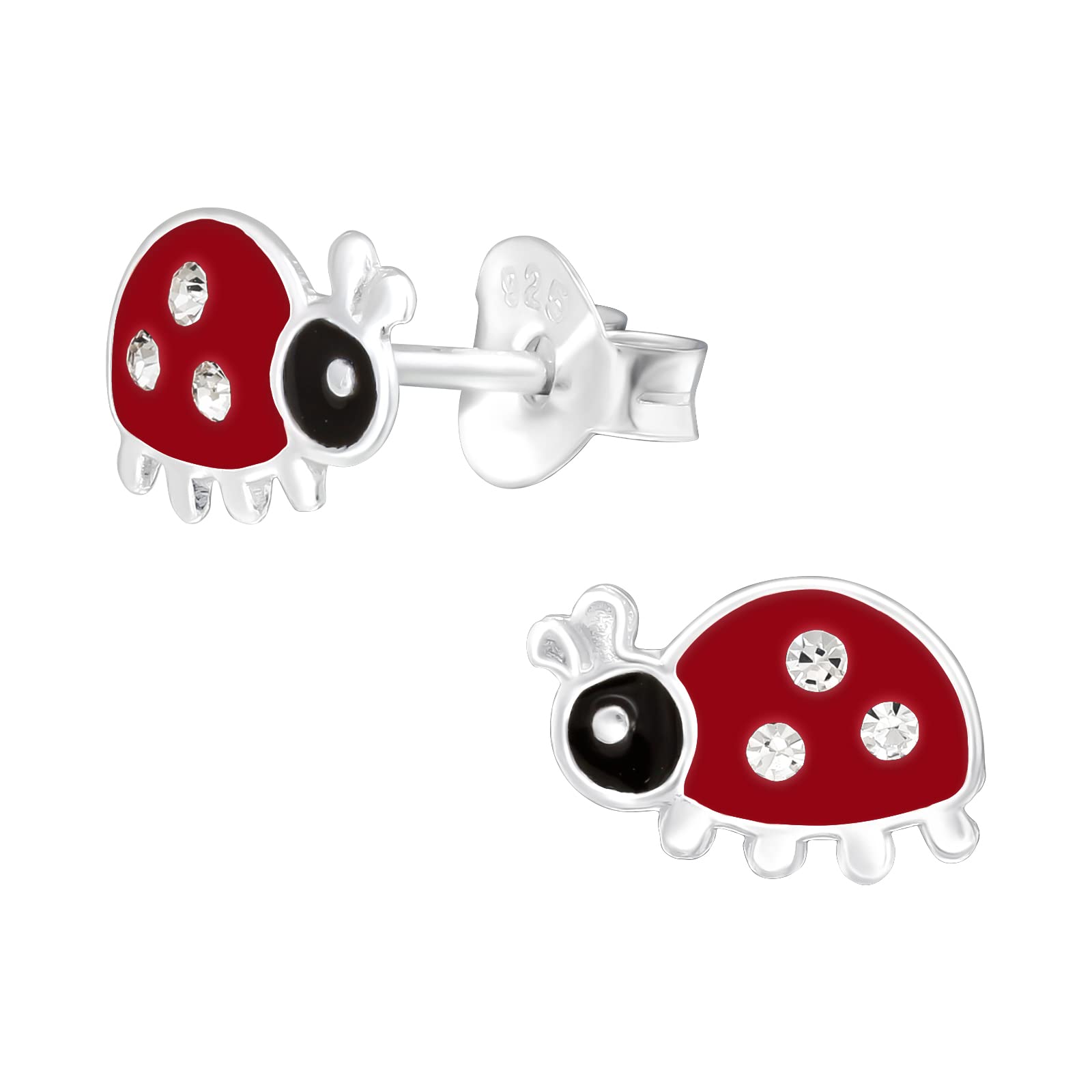 925 Sterling Silver Lightweight Hollow-Back Ladybird Stud Earrings for Women & Girls – Everyday Jewellery Jewellery Gift Boxed