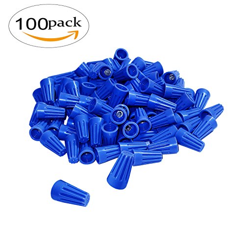 100Pcs twist on wire connectors - Blue #20 - #18 AWG Wire nut Bulk with Spring inserted, easy Screw on electrical caps