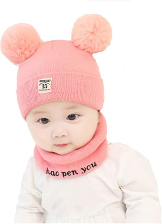 Amazon Co Jp 子供 ニット ベビー帽 ニット帽子 女の子 男の子 ネックウォーマー 子供帽子 2点セット あったか 綿 無地 ニット帽 キッズ 耳付き 赤ちゃん 帽子 マフラー とんがり帽子 防風 防寒 保温 春 秋 冬 ピンク 服 ファッション小物