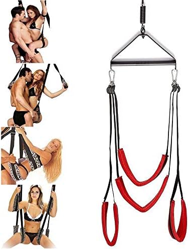 Adult Swivél Šwíng Set Support 360 Degree Spining with Steel Triangle Frame and Spring,Soft Štrápš Hold up to 600LBS Best Woman Couples Play (Red)
