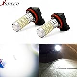 XSPEED H11 H8 (H11LL H8LL) LED Fog Light Bulbs Extremely Bright 2600 Lumens 144pcs SE-Chips Xenon White 6000K use for DRL or Fog Lights