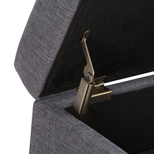 Simpli Home Oregon Rectangular Storage Ottoman Bench with Tray, Slate Grey - Thumbnail 3