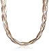 Amazon Essentials Sterling Silver Italian Tri-Color Four-Strand Braided Herringbone Chain Necklace, 18