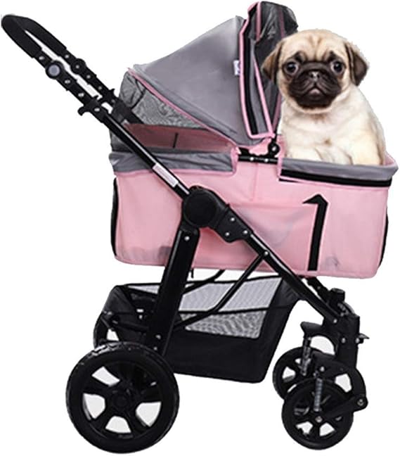 HHGO Foldable Dog Stroller 4 Wheels, Pet Stroller for Small Medium Dogs